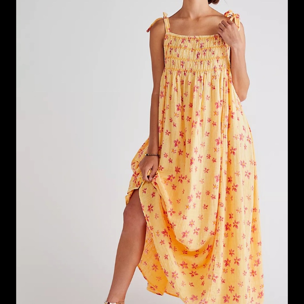 Free People Azure Maxi Dress yellow size XS